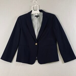 Ann Taylor Women's Size 8 Black Single Button Lined Career Office Blazer Jacket